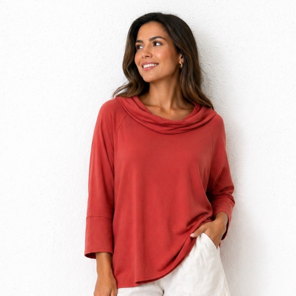Soft Surroundings‎ Coral Cowl Neck Top XL
